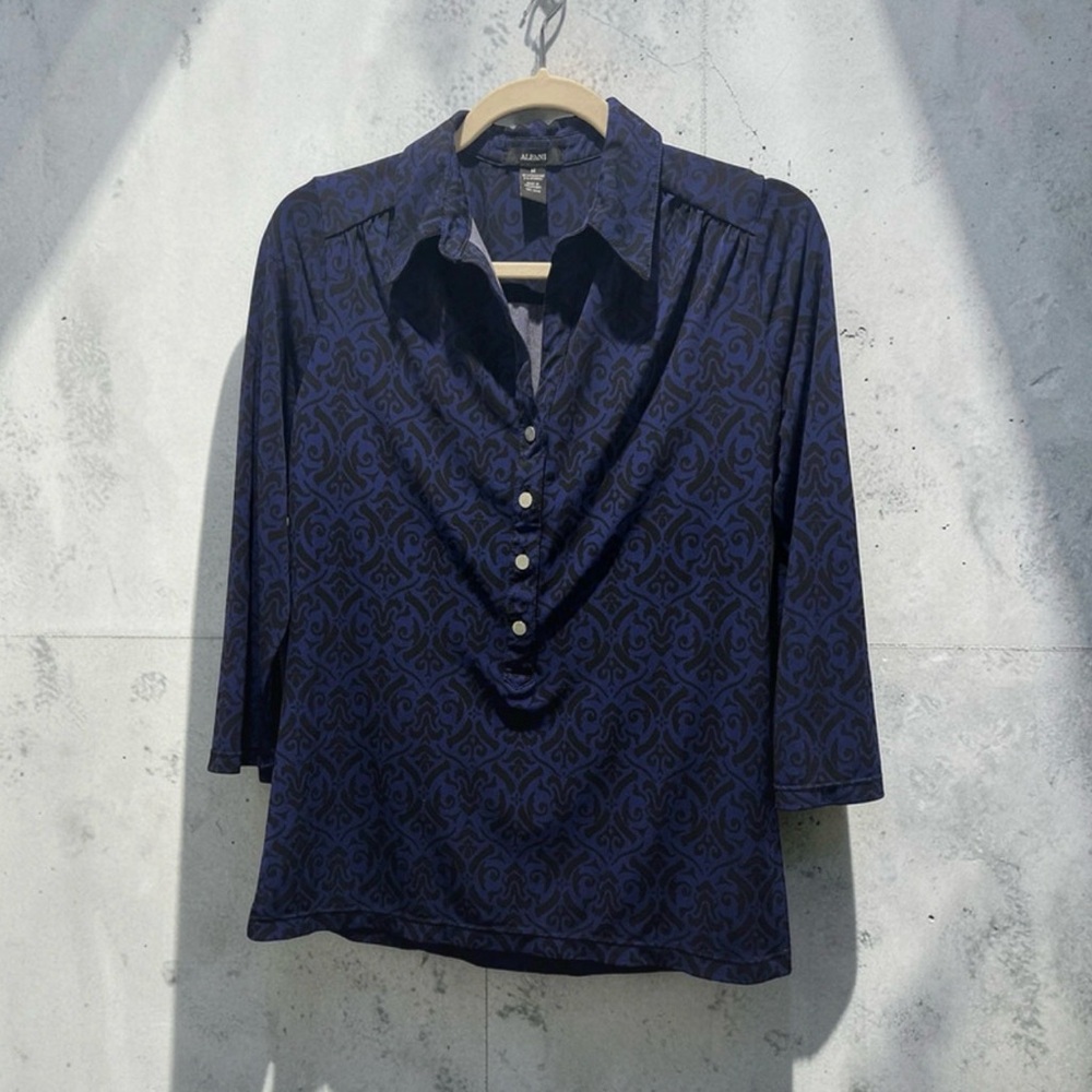 Alfani Women's Blue Mid-Sleeve Blouse